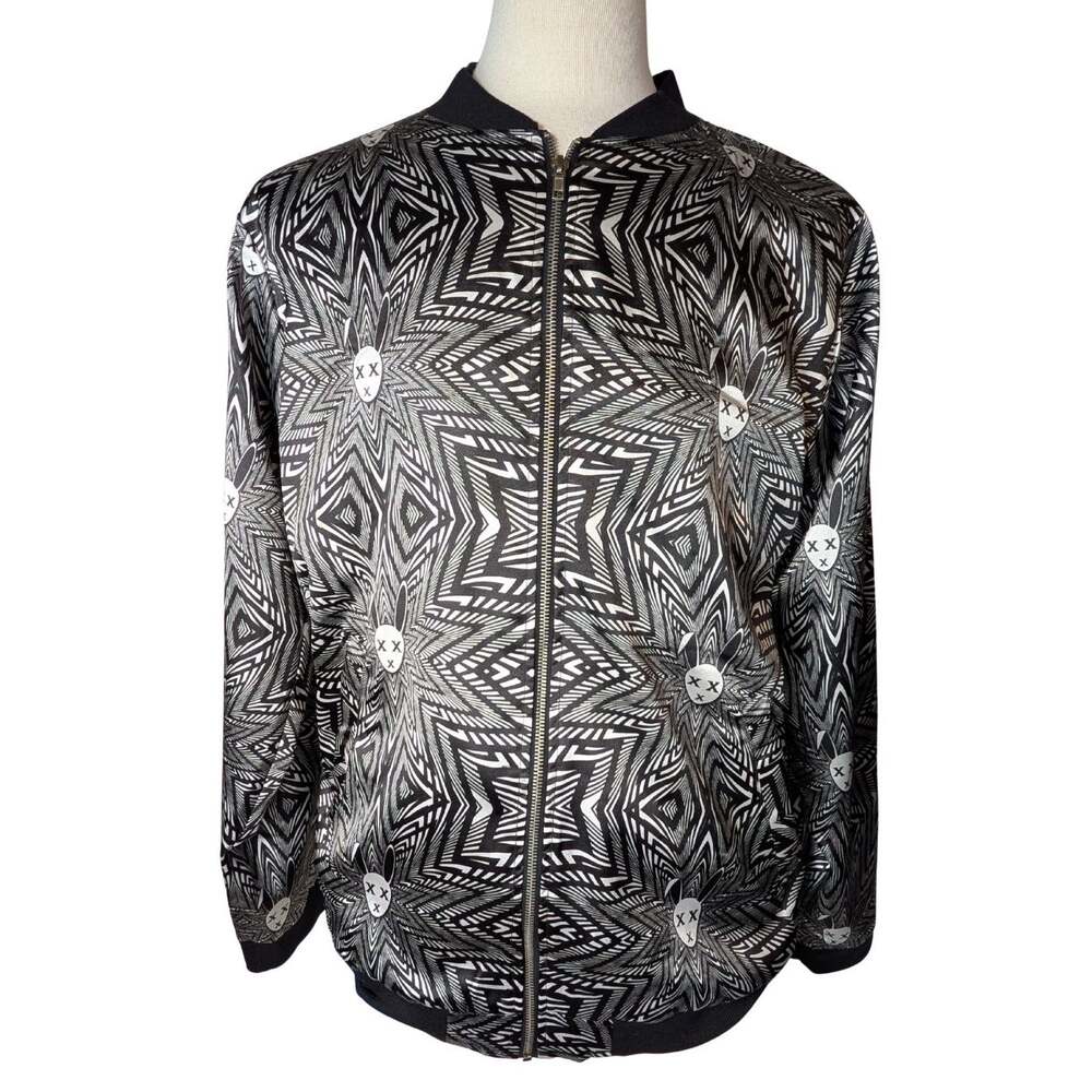 Mister Triple X Designer Swim Track Jacket Black White Men’s Size Large L USED